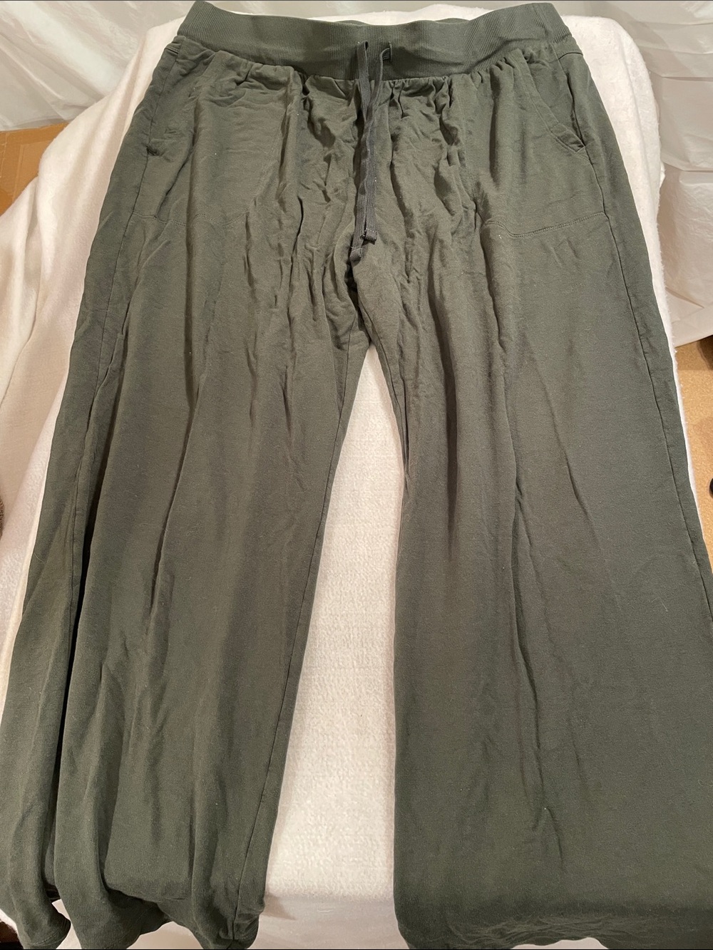 Terra & Sky Olive Green Wide-Leg Drawstring Track Pants
